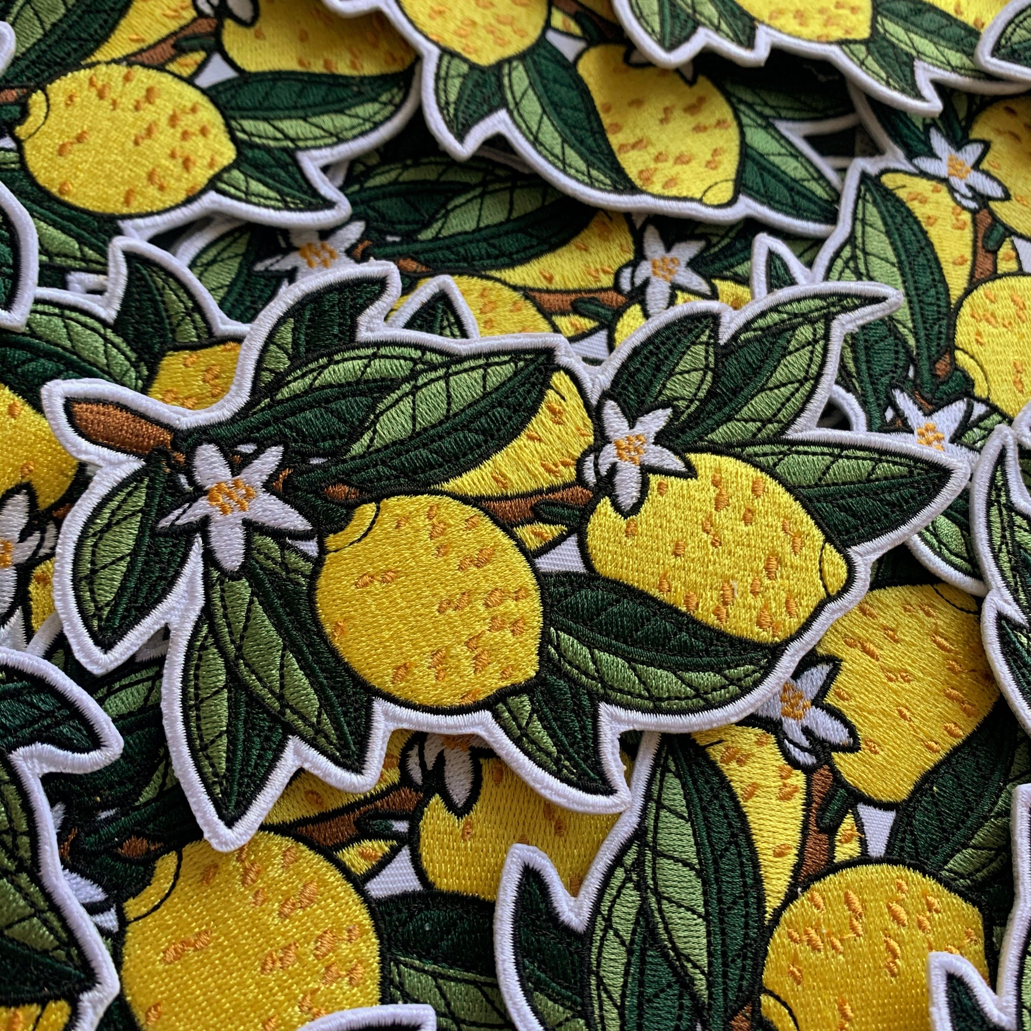 Lemon branch embroidered iron-on patch