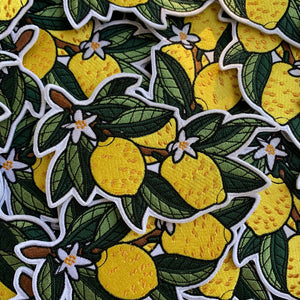 Lemon branch embroidered iron-on patch