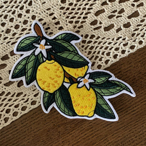 Lemon branch embroidered iron-on patch