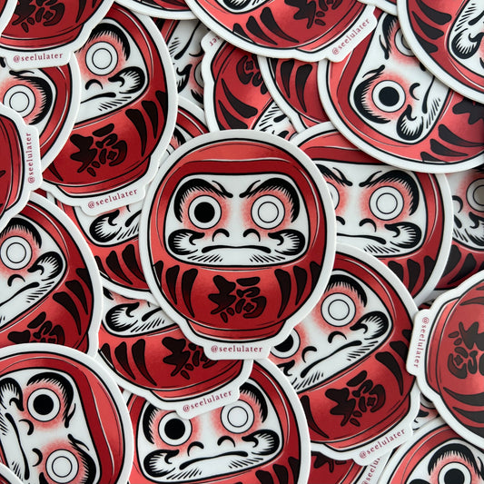 Pink Daruma Sticker