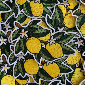 Lemon branch embroidered iron-on patch