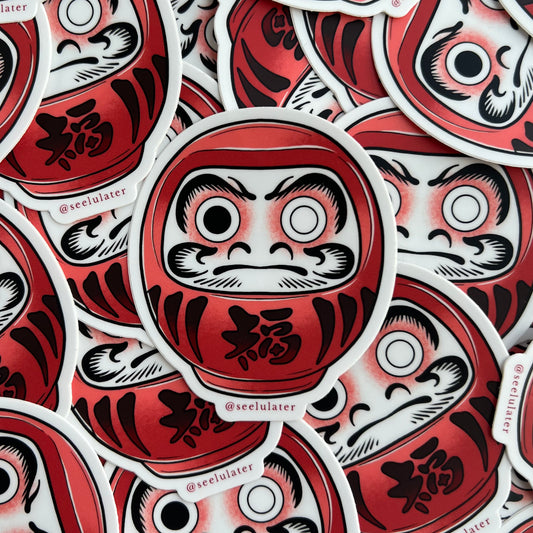 Pink Daruma Sticker