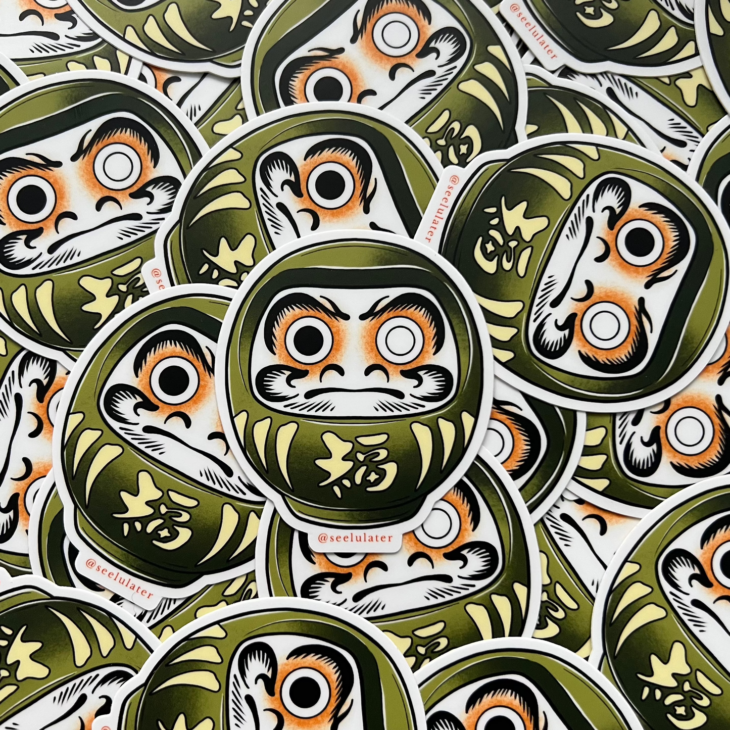Green Daruma Sticker